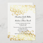 Gold Blühend Blume Posthochzeit Empfang Einladung (Vorne/Hinten)