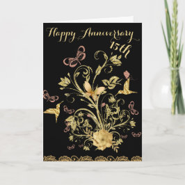 Gold Blume 15. Happy Wedding Anniversary Couple Karte