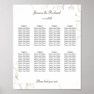 Gold Blume 8 Tables Seekartenzeichen Poster