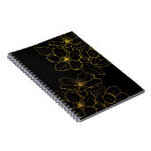 Gold Blume auf Black Note Book & Journals Notizblock (Rechte Seite)