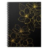 Gold Blume auf Black Note Book & Journals Notizblock (Vorderseite)
