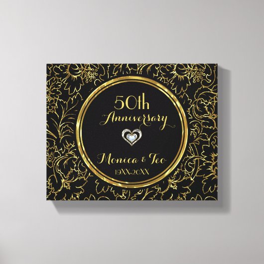 Gold-Blume auf Schwarz Leinwanddruck (Vorderseite)