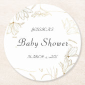 Gold Blume Baby Dusche Round Paper Untersetzer (Vorderseite)