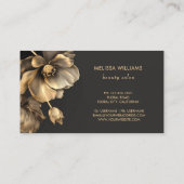 Gold Blume Black Business Card Visitenkarte (Rückseite)