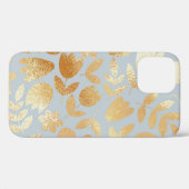 Gold Blume, blauer Hintergrund, Foliennachahmung. Case-Mate iPhone Hülle (Rückseite (Horizontal))