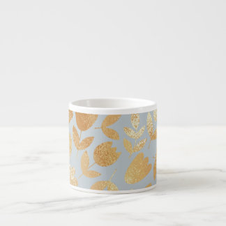 Gold Blume, blauer Hintergrund, Foliennachahmung. Espressotasse