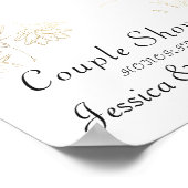 Gold Blume Couple Dusche Begrüßungszeichen Poster (Ecke)