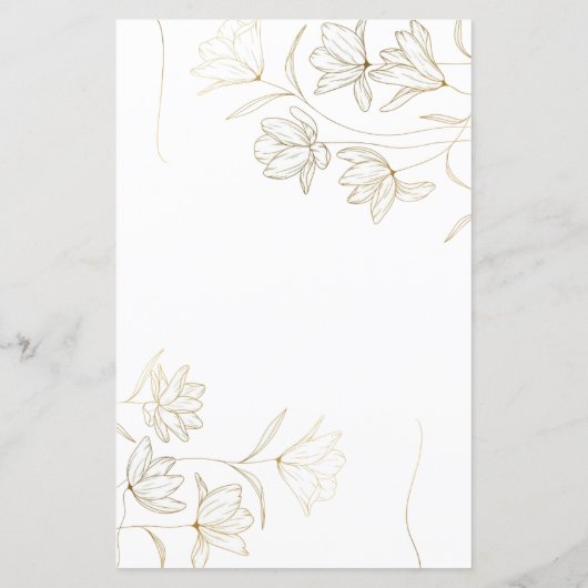 Gold Blume Dinner Menu Card (Rückseite)