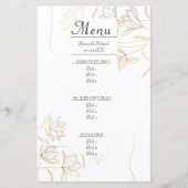 Gold Blume Dinner Menu Card (Vorderseite)