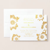 Gold Blume Einladungs-Foil-Card Folienkarte (Vorderseite mit Umschlag)