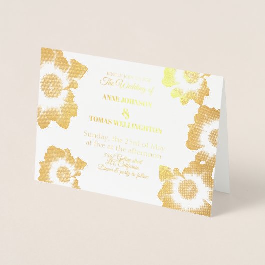 Gold Blume Einladungs-Foil-Card Folienkarte (Vorderseite)