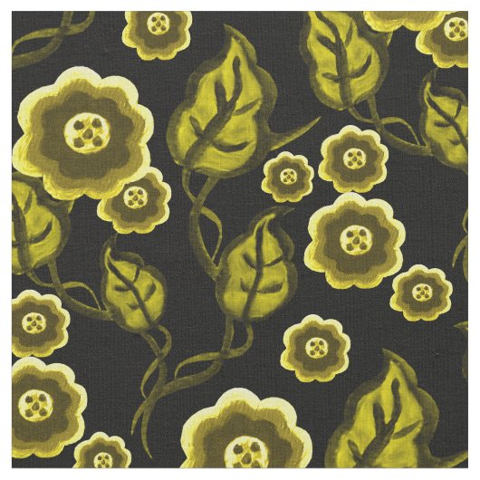 Gold-Blume/Gold-Blätter/Folkloreblume/ 2 Schwarz Stoff (Nahaufnahme)
