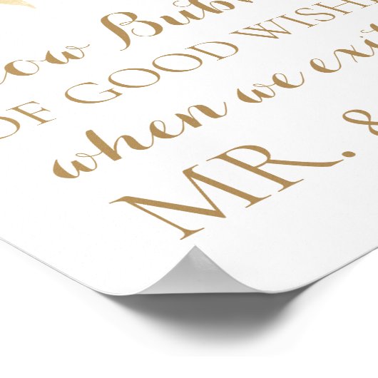 Gold Blume Hochzeitsblasen guter Wünsche Zeichen Poster (Ecke)