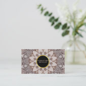 Gold Blume Mandala Pattern Yoga Instructor Visitenkarte (Stehend Vorderseite)