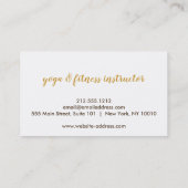 Gold Blume Mandala Pattern Yoga Instructor Visitenkarte (Rückseite)