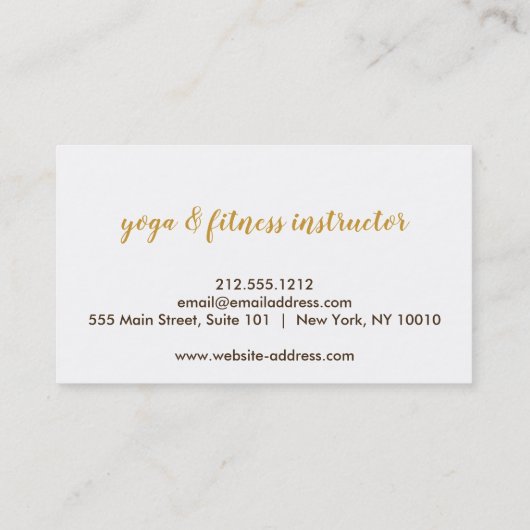 Gold Blume Mandala Pattern Yoga Instructor Visitenkarte (Rückseite)