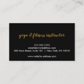 Gold Blume Mandala Pattern Yoga Instructor Visitenkarte (Rückseite)