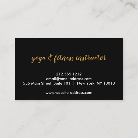 Gold Blume Mandala Pattern Yoga Instructor Visitenkarte (Rückseite)