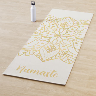 Gold Blume Mandala White Individuelle Name Yoga Ma Yogamatte