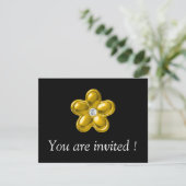 GOLD-BLUME MIT DIAMOND EINLADUNG (Stehend Vorderseite)