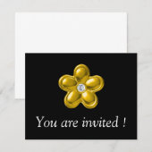 GOLD-BLUME MIT DIAMOND EINLADUNG (Vorne/Hinten)