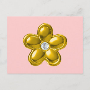 GOLD-BLUME MIT DIAMOND POSTKARTE