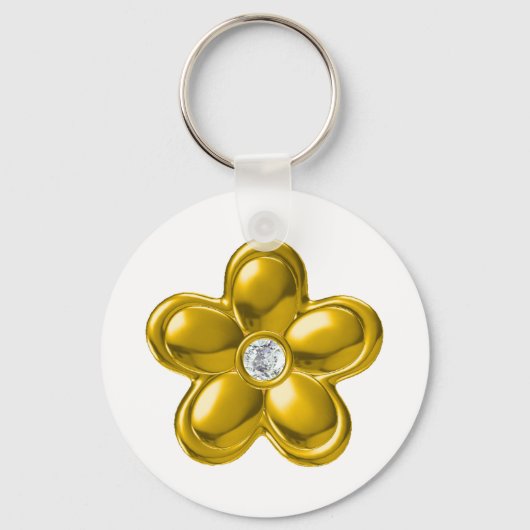 GOLD-BLUME MIT DIAMOND SCHLÜSSELANHÄNGER (Vorderseite)