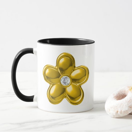 GOLD-BLUME MIT DIAMOND TASSE (Mit Donut)
