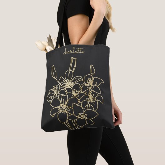 Gold-Blume Mit Monogramm Tasche (Von Nahem)