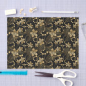 Gold Blume Perlen und Blätter auf Black Decoupage Seidenpapier (Handwerk)