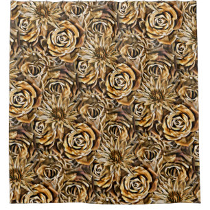 Gold Blume Print Pattern Klasse Chic Bold Luxus Duschvorhang