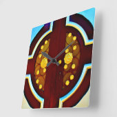 Gold-Blume Quadratische Wanduhr (Winkel)