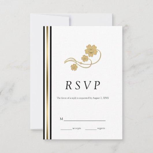 Gold-Blume RSVP Karte (Vorderseite)