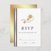 Gold-Blume RSVP Karte (Vorne/Hinten)