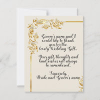 Gold Blume Scroll Wedding Dankeschön Card