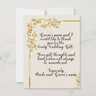 Gold Blume Scroll Wedding Dankeschön Card Einladung