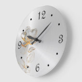 Gold Blume Silber Zahlen Große Wanduhr (Winkel)