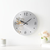 Gold Blume Silber Zahlen Große Wanduhr (Zuhause)
