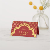 Gold Blume und Mundap Arch Wedelname Platzkarte (Vorderseite)