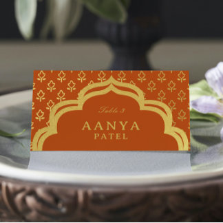 Gold Blume und Mundap Arch Wedelname Platzkarte