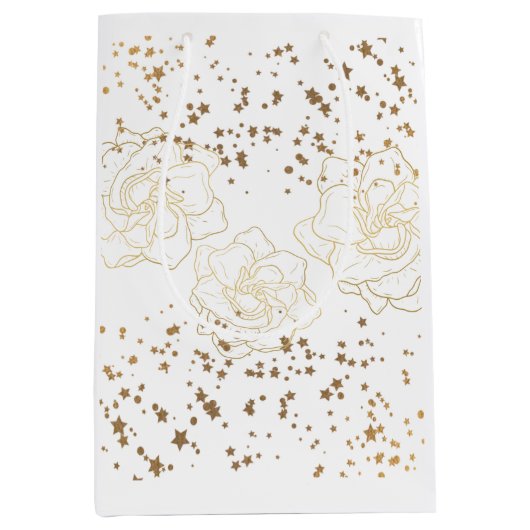 Gold-Blume und Stardust Mittlere Geschenktüte (Vorderseite)