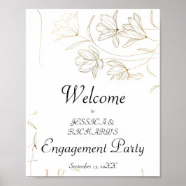Gold Blume Verlobung Begrüßungszeichen Poster