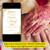 Gold Blume Verzierte muslimische Hochzeit Einladun Einladung