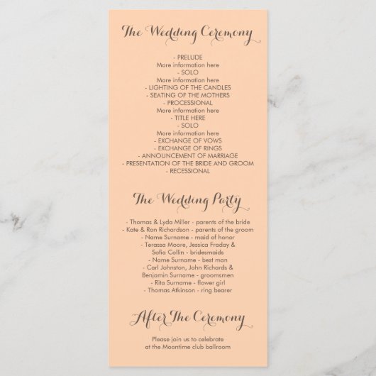 Gold Blume Vintag Blush Hochzeitsprogramme Programm (Rückseite)