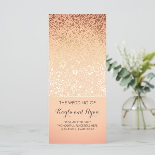 Gold Blume Vintag Blush Hochzeitsprogramme Programm (Stehend Vorderseite)