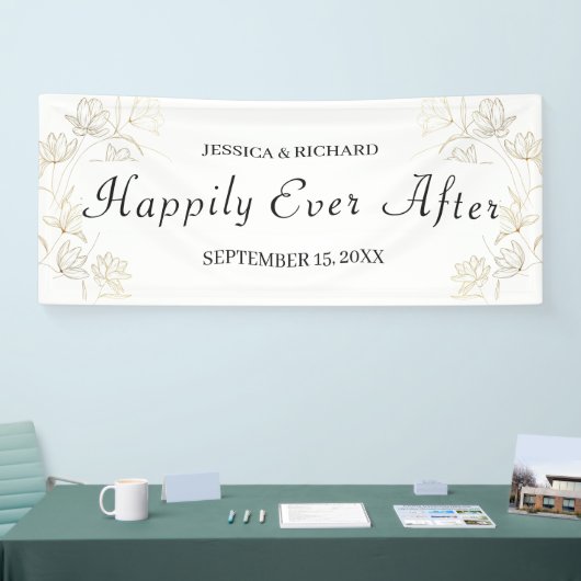 Gold Blume Wedding Sign Banner (Messe)