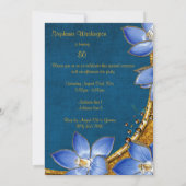 Gold & Blumen 80. Geburtstag Einladung (Rückseite)