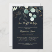 Gold Blumenblauer Abend vor dem Probe Einladung (Vorderseite)