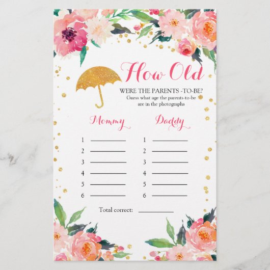 Gold Blumenduschen wie alt waren die Eltern (Vorderseite)