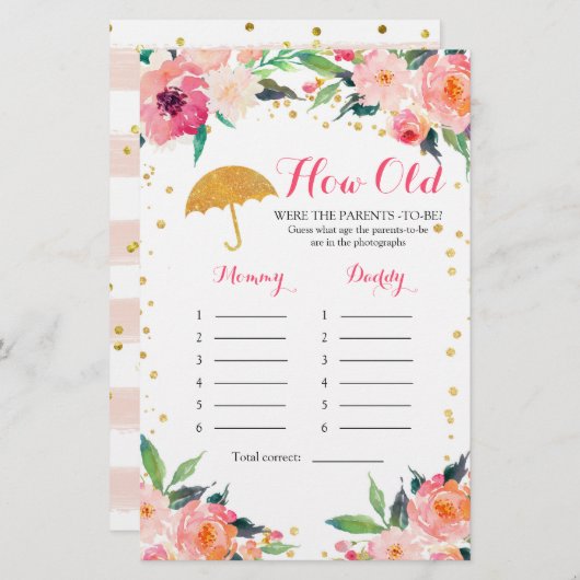 Gold Blumenduschen wie alt waren die Eltern (Vorne/Hinten)